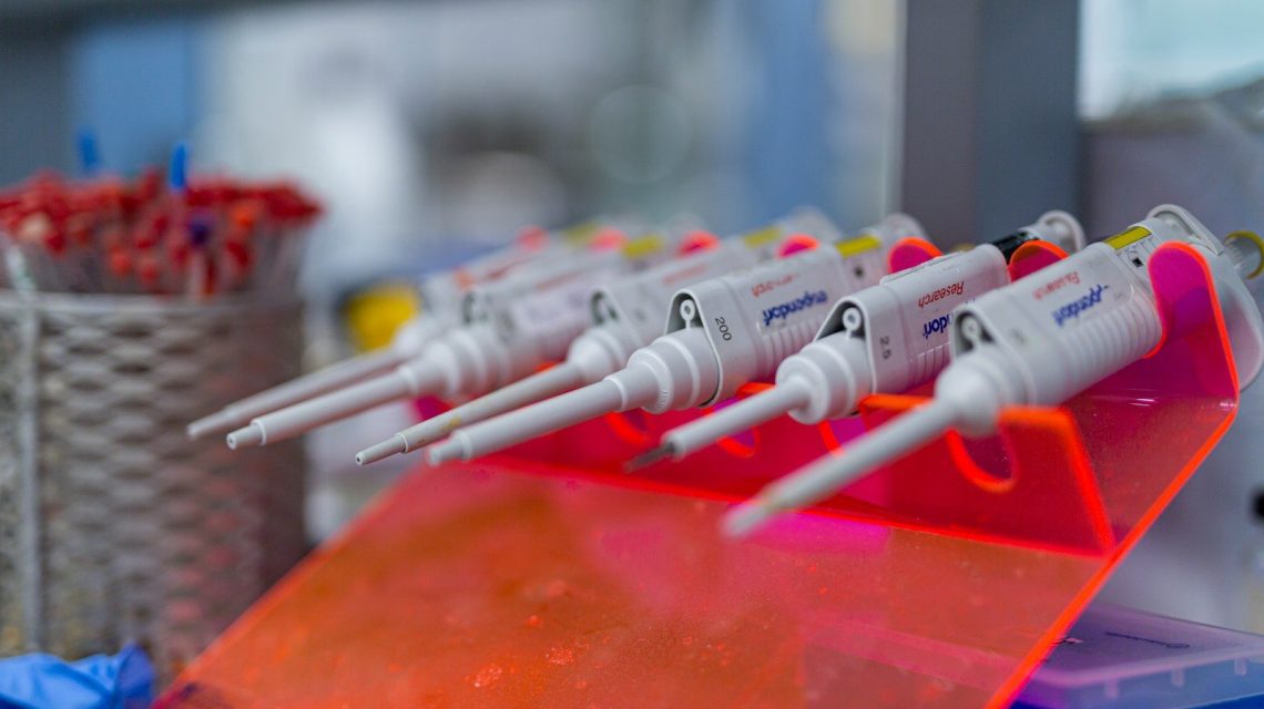 Laboratory pipettes ready for use in research