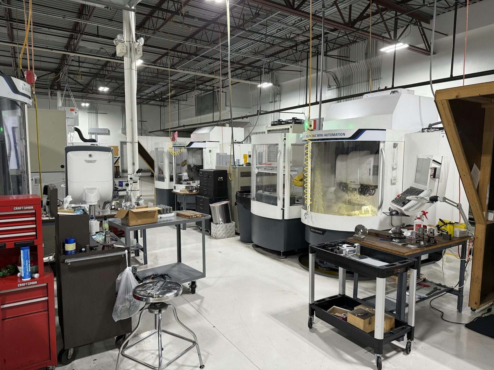 Engineering lab with CNC machines and testing equipment