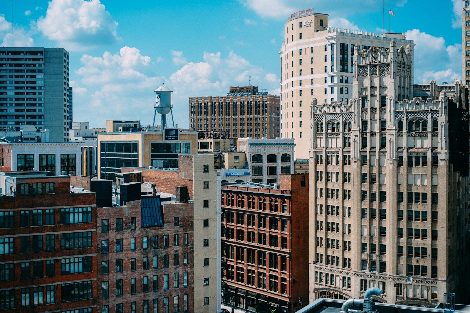 Historic buildings in downtown and Midtown Detroit